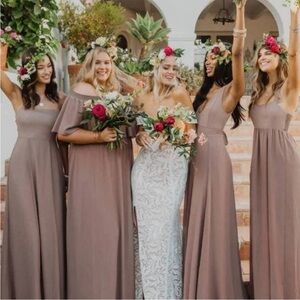 NWT SHOW ME YOUR MUMU XL June Chiffon Flutter Maxi Dress Gown Dune Empire Waist